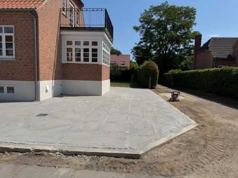 Anlæg, anlægsgarner, belægning, færdigt område