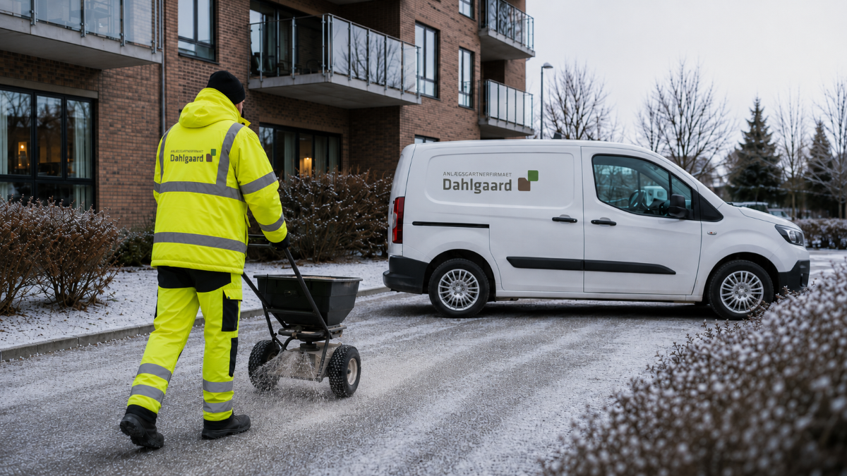 Vinter, vintertjeneste, anlægsgartner, saltning, snerydning